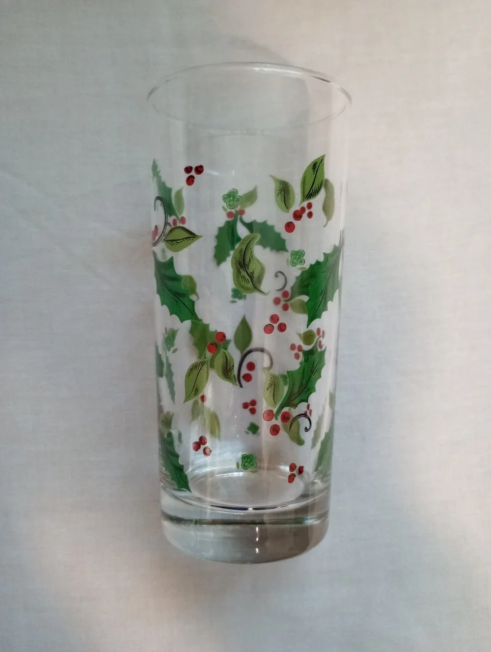 Libbey Christmas Holly Berry Pattern 16 Ounce Tumblers-Set Of 4